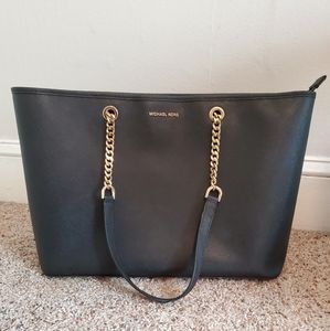 Michael Kors Gold Chain Tote W Laptop Sleeve